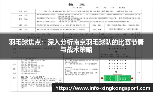 羽毛球焦点：深入分析南京羽毛球队的比赛节奏与战术策略